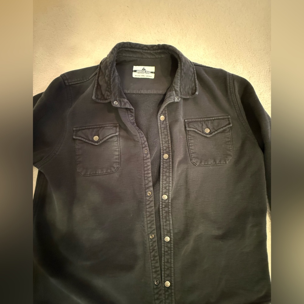 Black Men's Button-Up Shirt Work Jacket